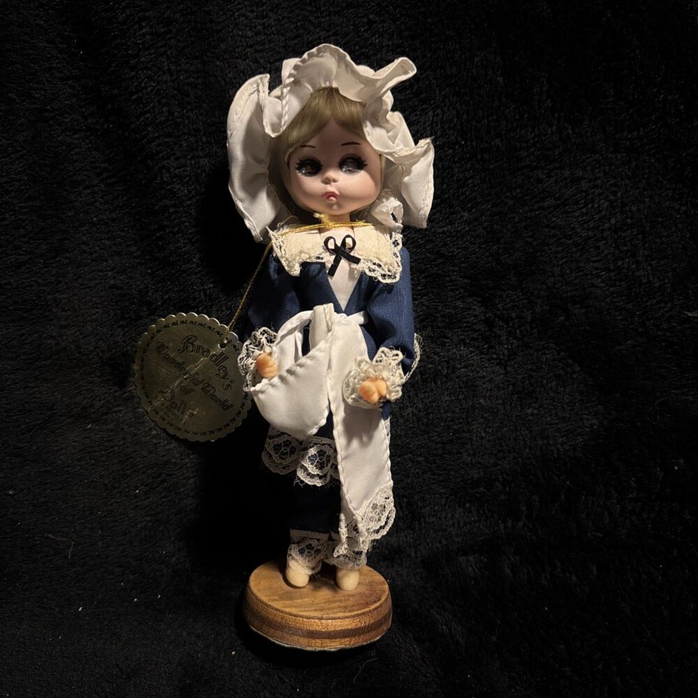 Vintage 70s Bradley's Wonderful World of Dolls MISS AUGUST American Colonial